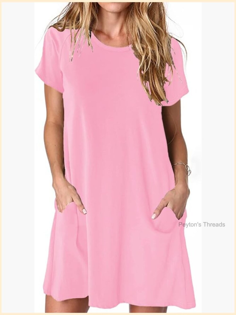 Casual Summer T-Shirt Dress Loose Short Sleeve Tunic with Pocket